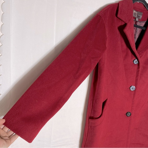Anne Klein Red Wool Cashmere Blend 3 Button Overcoat S - Picture 10 of 16